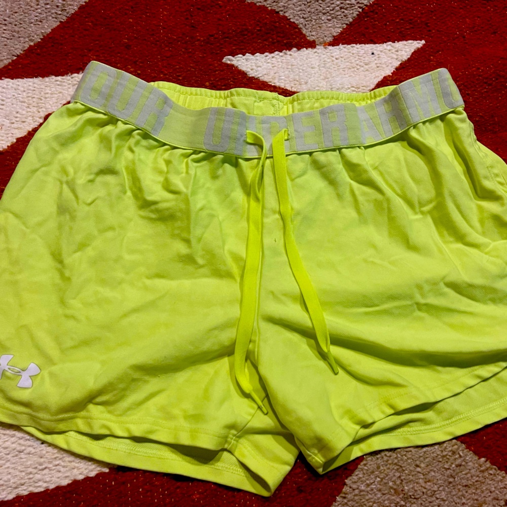 Neon athletic under armour shorts